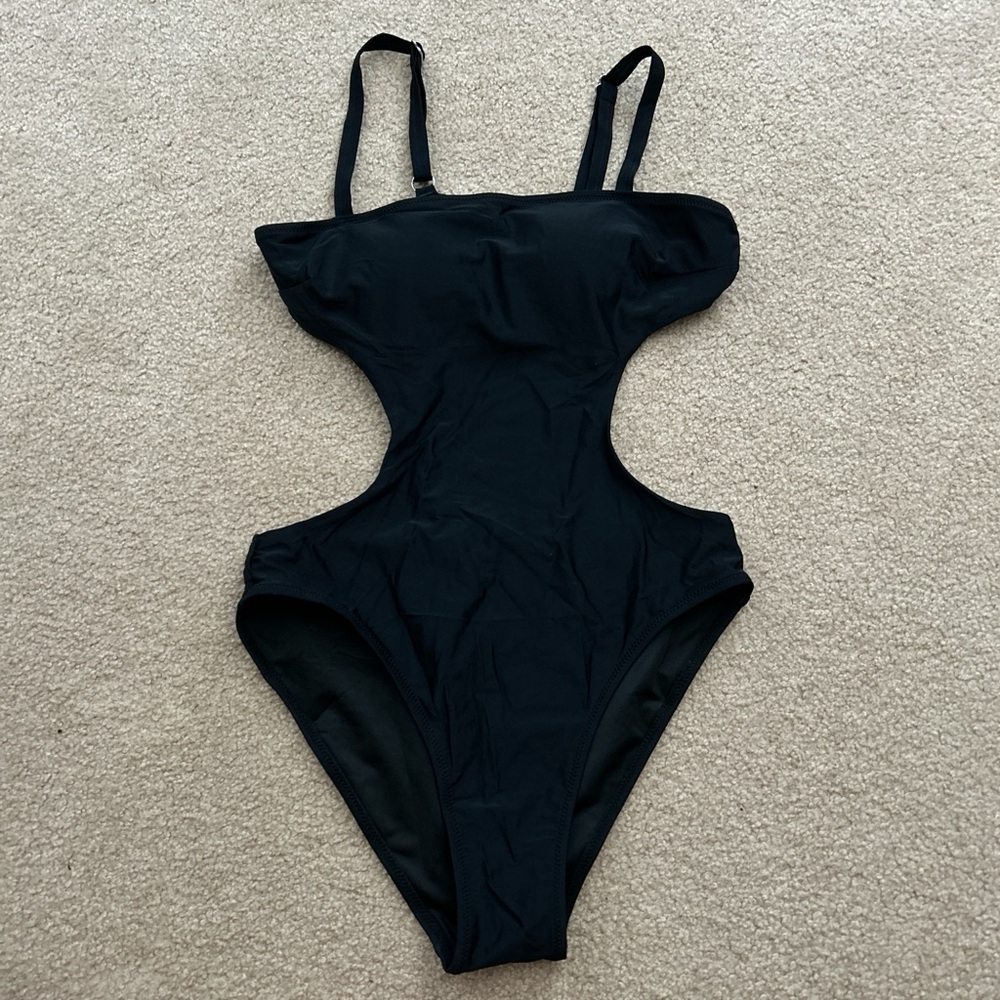 Stylish Black One Piece Swimsuit